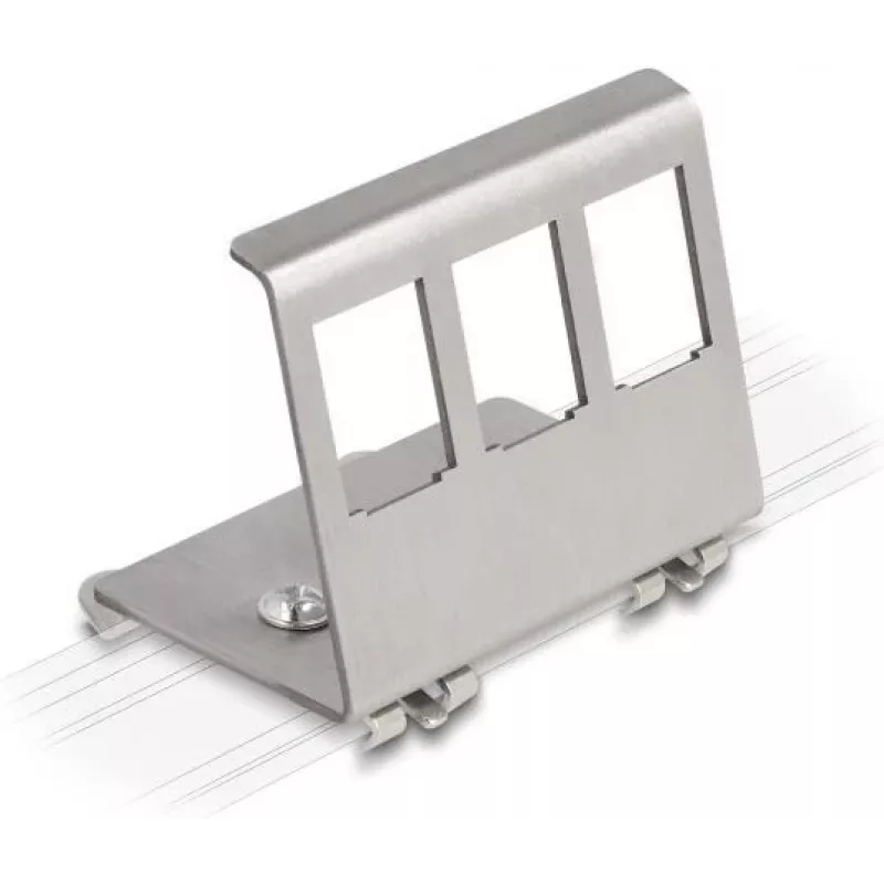 Delock Suporte metálico Keystone 3 portas para calha DIN (88139)