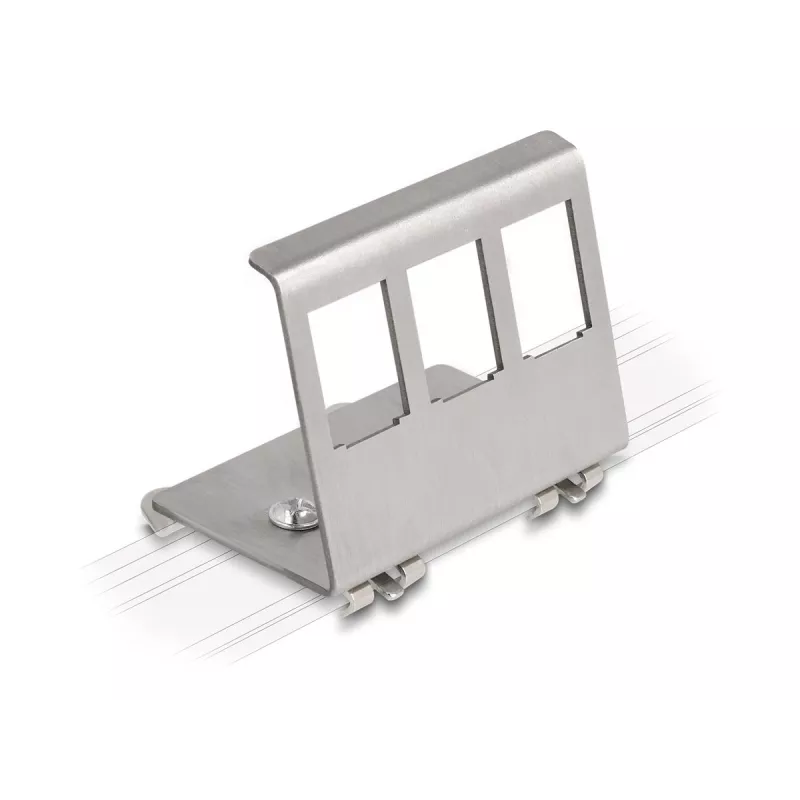 Delock Suporte metálico Keystone 3 portas para calha DIN (88139)