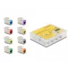 Delock módulo keystone RJ-45 conector fêmea para conector fêmea LSA STP CAT 6a, pack de 8 (cinzento, azul, amarelo, vermelho, verde, laranja, violeta, amarelo néon) 87896