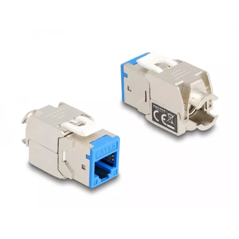Delock módulo keystone RJ-45 conector fêmea para conector fêmea LSA STP CAT 6a, pack de 8 (cinzento, azul, amarelo, vermelho, verde, laranja, violeta, amarelo néon) 87896