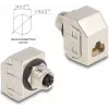 Delock Adaptador M12 X-codificado 8 polos conector fêmea para conector fêmea RJ45 Cat.6A STP Metal 60685