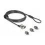 Delock Navilock Cabo de segurança para portátil com 3 cabeças de bloqueio para Kensington, Noble Wedge e Nano Slot (20676)