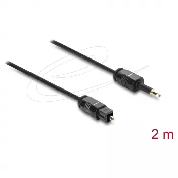 Delock cabo de áudio ótico – Mini TOSLINK 3,5 mm para TOSLINK, 2 m, preto