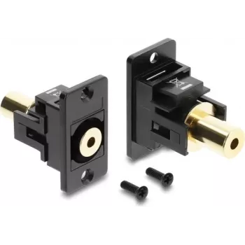 Adaptador de áudio Delock para montagem em painel, 3,5 mm, ficha para ficha, 4 pinos, dourado, preto 91223
