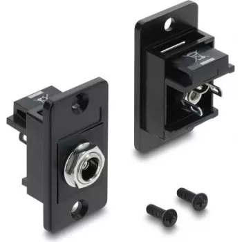 Ligação de corrente DC para montagem em painel Delock 5,5 x 2,5 mm conector fêmea, ligação de solda, preto 91186
