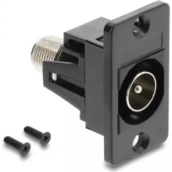 DELOCK Adaptador de encastrar ficha IEC macho para conector fêmea F preto 91197