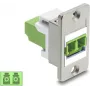 Delock Acoplamento LC Duplex para montagem em painel multimodo OM5 verde-lima prateado flange 91105