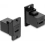 Cabo Delock para montagem em painel USB 2.0 Type-C fêmea para fêmea, preto, 0,3 m, 480 Mbps, duplamente blindado 91926