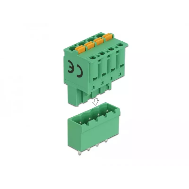 Conjunto de blocos de terminais Delock para PCB 4 polos 5,08 mm passo vertical (66501)