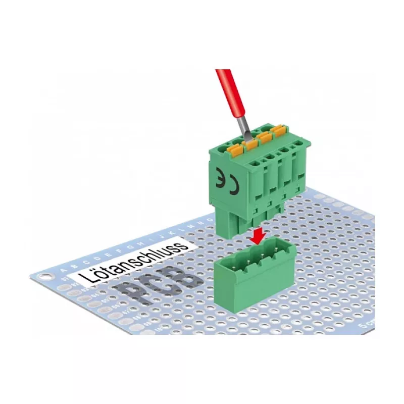 Conjunto de blocos de terminais Delock para PCB 4 polos 5,08 mm passo vertical (66501)
