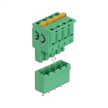 Conjunto de blocos de terminais Delock para PCB 4 polos 5,08 mm passo vertical (66501)