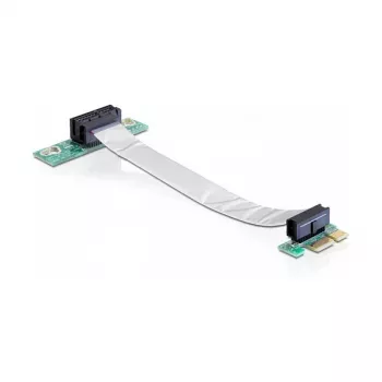 Delock placa riser PCI Express x1 para x1 com cabo flexível, 13 cm, orientada para a esquerda