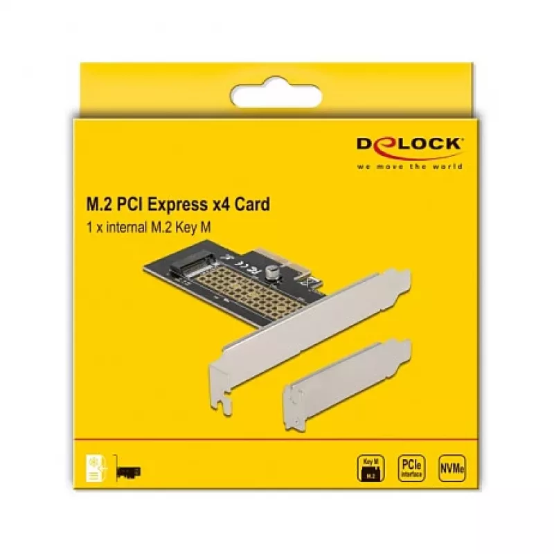 Delock placa PCI Express x4 para 1 x NVMe M.2 Key M interno de 80 mm - fator de forma Low Profile 90047
