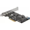 Placa Delock PCI Express x4 para 4 x USB Type-C + 1 x USB Type-A - SuperSpeed USB 10 Gbps - formato Low Profile, controlador USB