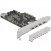 Placa Delock PCI Express x4 para 4 x USB Type-C + 1 x USB Type-A - SuperSpeed USB 10 Gbps - formato Low Profile, controlador USB