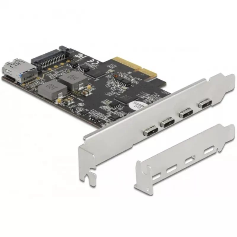 Placa Delock PCI Express x4 para 4 x USB Type-C + 1 x USB Type-A - SuperSpeed USB 10 Gbps - formato Low Profile, controlador USB