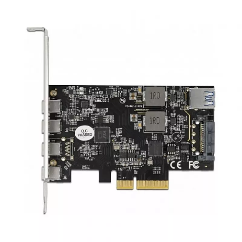 Placa Delock PCI Express x4 para 4 x USB Type-C + 1 x USB Type-A - SuperSpeed USB 10 Gbps - formato Low Profile, controlador USB