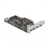 Placa Delock PCI Express x4 para 4 x USB Type-C + 1 x USB Type-A - SuperSpeed USB 10 Gbps - formato Low Profile, controlador USB