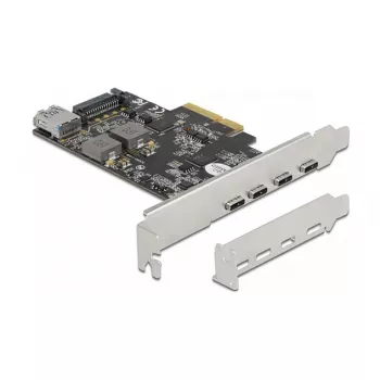 Placa Delock PCI Express x4 para 4 x USB Type-C + 1 x USB Type-A - SuperSpeed USB 10 Gbps - formato Low Profile, controlador USB