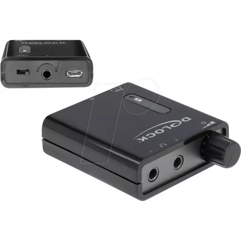 Delock amplificador de auscultadores estéreo portátil com duas saídas e reforço de graves
