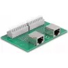 Delock RJ45 2 x conector fêmea para 2 x bloco de terminais com botão de pressão para calha DIN (66994)