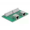 Delock RJ45 2 x conector fêmea para 2 x bloco de terminais com botão de pressão para calha DIN (66994)
