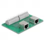 Delock RJ45 2 x conector fêmea para 2 x bloco de terminais com botão de pressão para calha DIN (66994)