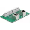 Delock RJ45 2 x conector fêmea para 2 x bloco de terminais com botão de pressão para calha DIN angular (66995)