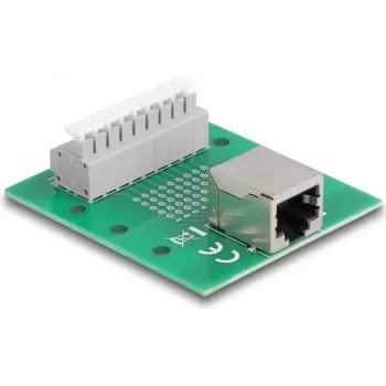 Delock tomada RJ45 para bloco de terminais com botão de pressão para calha DIN 66992