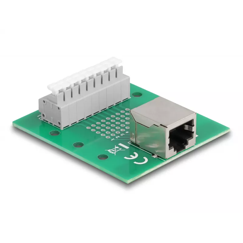 Delock tomada RJ45 para bloco de terminais com botão de pressão para calha DIN 66992