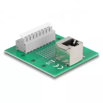 Conector fêmea RJ45 para bloco de terminais com botão de pressão para calha DIN angular (66993)