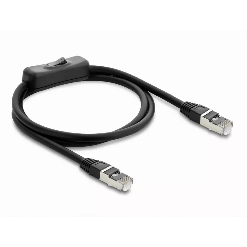 Delock Cabo de rede RJ45 Cat.6 F/UTP 1 m Preto com interruptor
