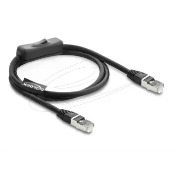 Delock Cabo de rede RJ45 Cat.6 F/UTP 1 m Preto com interruptor