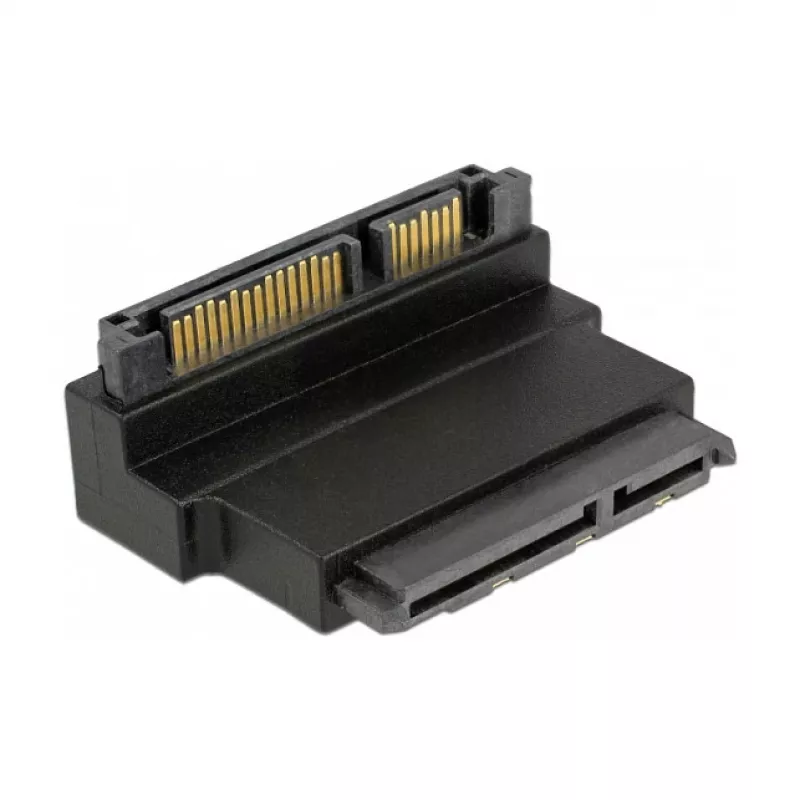 Delock adaptador SATA 22 pinos fêmea para macho com bloqueio – inclinado para baixo