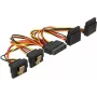 Cabo distribuidor de alimentação SATA DeLOCK 15cm 1x SATA 15-Pin macho para 2x SATA 15-Pin fêmea com encaixe/clipe metálica 3,3V/5V/12V preto/amarelo/vermelho/laranja 60153