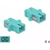DeLOCK Acoplador de fibra ótica SC multimodo OM3, simplex, azul-claro, pack de 4 85994