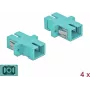 DeLOCK Acoplador de fibra ótica SC multimodo OM3, simplex, azul-claro, pack de 4 85994