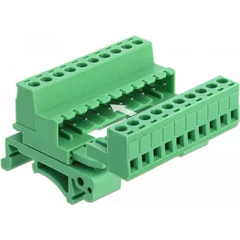 DELOCK conjunto de blocos de terminais para calha DIN 10 polos com passo 5,08 mm angular