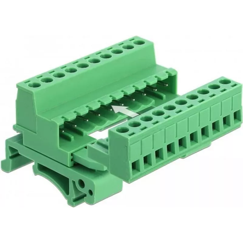 DELOCK conjunto de blocos de terminais para calha DIN 10 polos com passo 5,08 mm angular