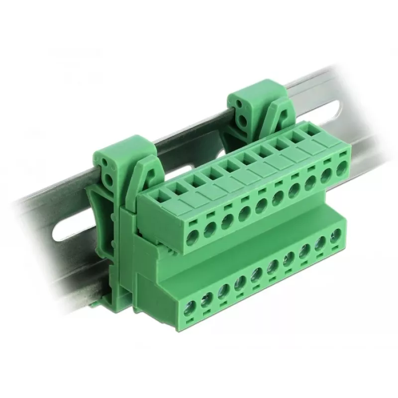 DELOCK conjunto de blocos de terminais para calha DIN 10 polos com passo 5,08 mm angular