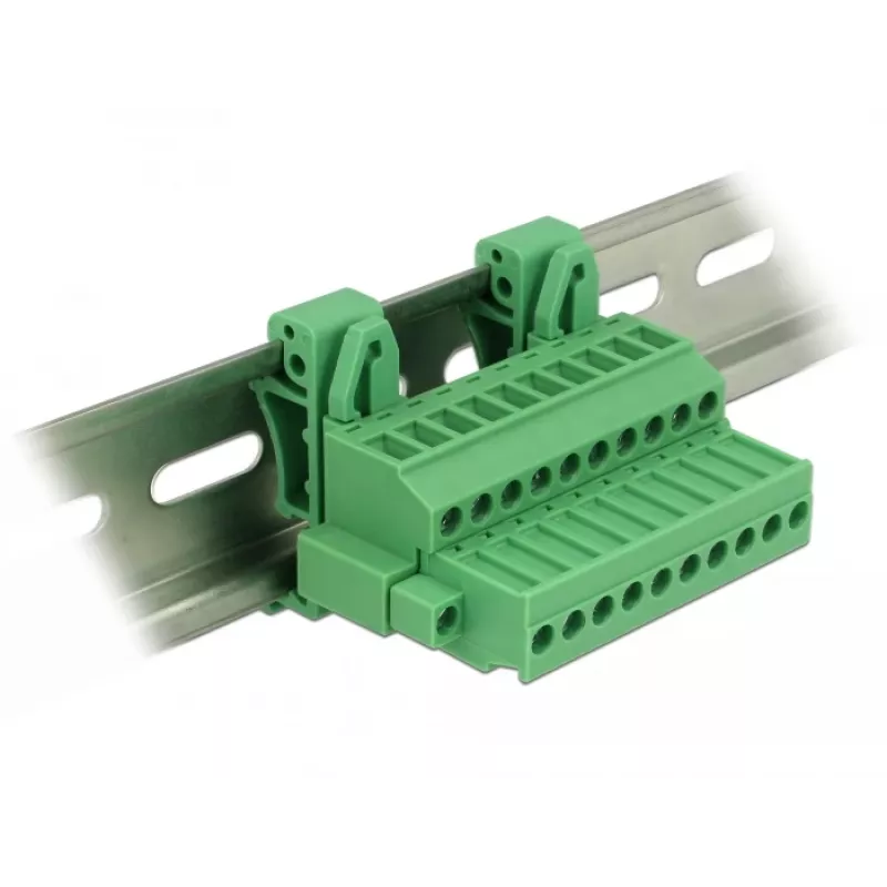 Conjunto de bloco de terminais DELOCK para calha DIN 10 polos com bloqueio de parafuso