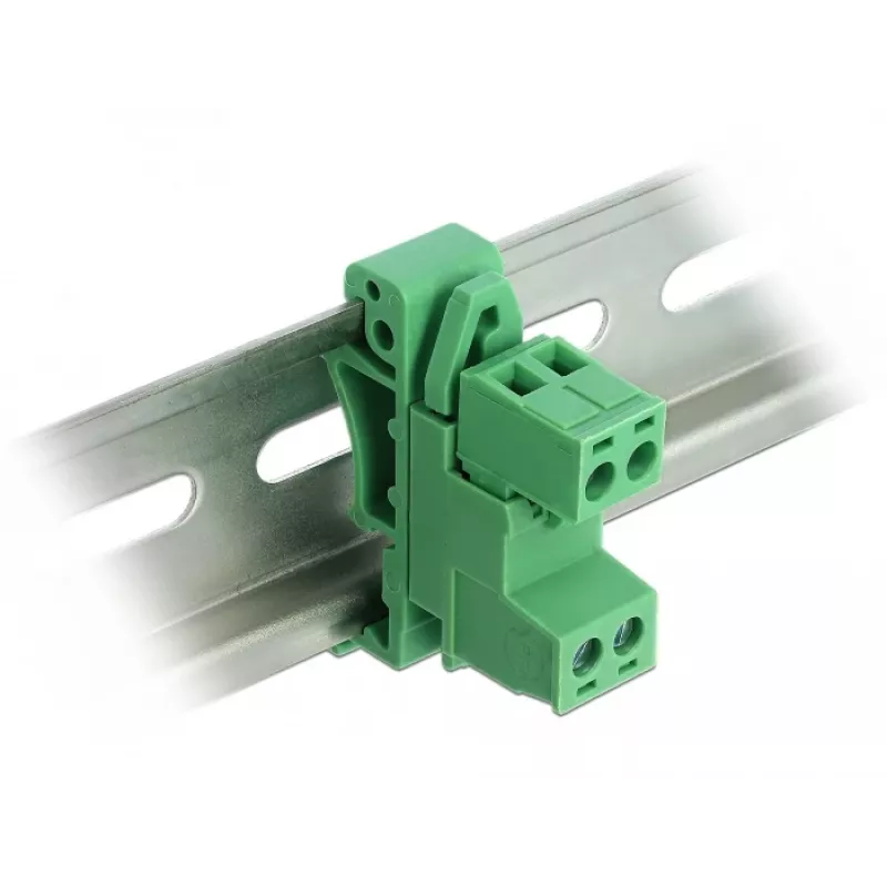 Conjunto de blocos de terminais DELOCK para calha DIN 2 polos passo 5,08 mm angular