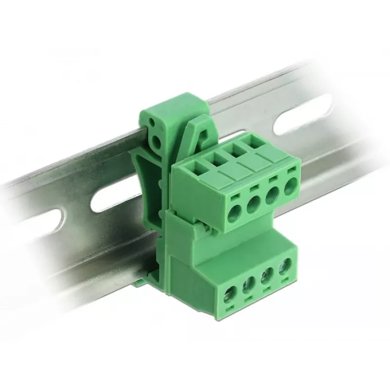 DeLOCK Conjunto de bloco de terminais para calha DIN 4 polos com passo de 5,08 mm angular
