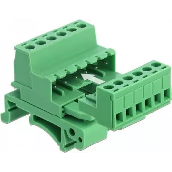Conjunto de blocos de terminais Delock para calha DIN 6 polos com passo 5,08 mm angular