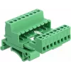 Conjunto de bloco de terminais DeLOCK para calha DIN, 8 polos, passo 5,08 mm, angular, verde