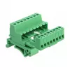 Conjunto de bloco de terminais DeLOCK para calha DIN, 8 polos, passo 5,08 mm, angular, verde