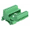 Conjunto de bloco de terminais DeLOCK para calha DIN, 8 polos, passo 5,08 mm, angular, verde