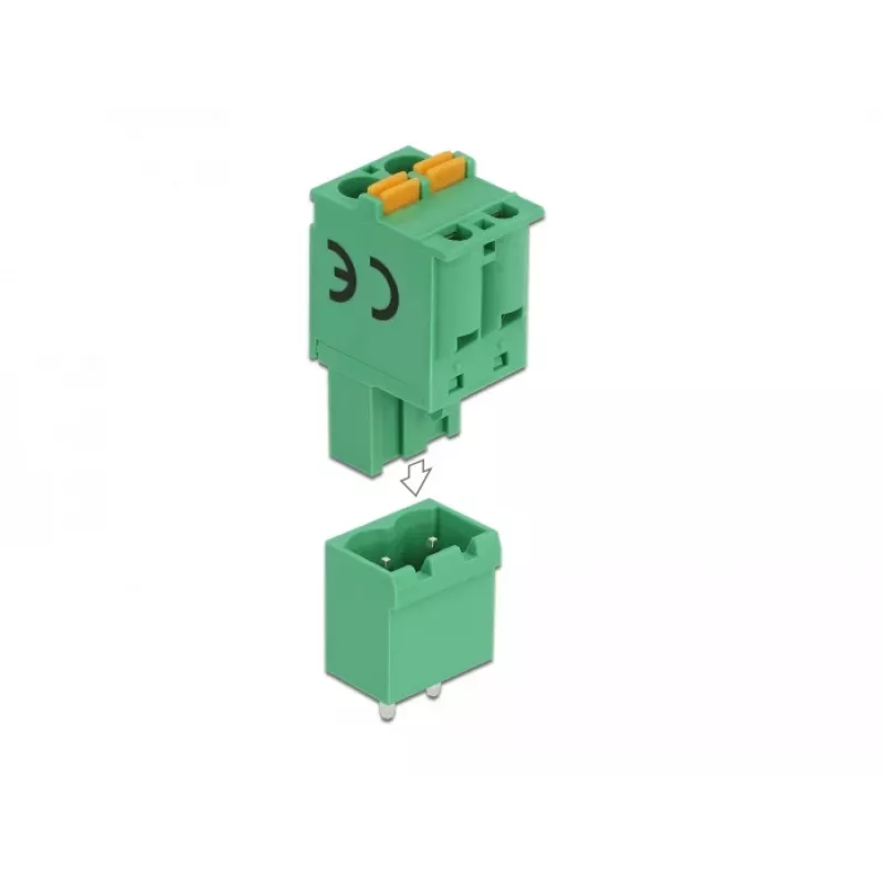Delock Conjunto de blocos de terminais para placa de circuito impresso, 2 pinos, passo 5,08 mm, vertical 66500