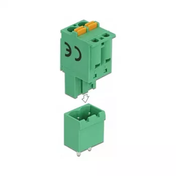 Delock Conjunto de blocos de terminais para placa de circuito impresso, 2 pinos, passo 5,08 mm, vertical 66500