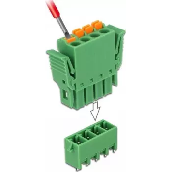 Delock Conjunto de blocos de terminais para placa 4 pinos, passo 3,81 mm, vertical (65970)